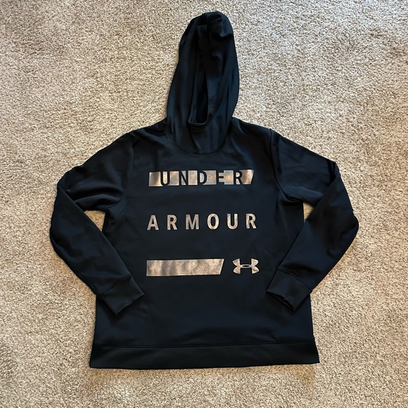 Under Armour Tops - Under Armour Black & Gold Cowl Neck Hoodie